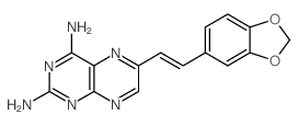 6-(2-benzo[1,3]dioxol-5-ylethenyl)pteridine-2,4-diamine结构式