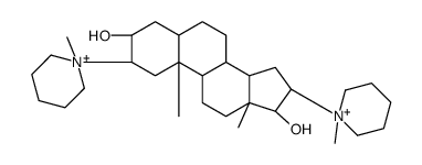 (2S,3S,5S,8R,9S,10S,13S,14S,16S,17R)-10,13-dimethyl-2,16-bis(1-methylpiperidin-1-ium-1-yl)-2,3,4,5,6,7,8,9,11,12,14,15,16,17-tetradecahydro-1H-cyclopenta[a]phenanthrene-3,17-diol结构式