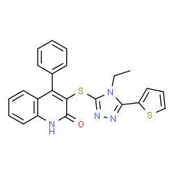 3-[(4-ethyl-5-thien-2-yl-4H-1,2,4-triazol-3-yl)thio]-4-phenylquinolin-2(1H)-one结构式