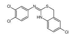 6-chloro-N-(3,4-dichlorophenyl)-4H-3,1-benzothiazin-2-amine结构式