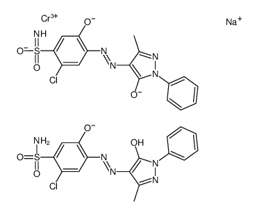 sodium bis[2-chloro-4-[(4,5-dihydro-3-methyl-5-oxo-1-phenyl-1H-pyrazol-4-yl)azo]-5-hydroxybenzenesulphonamidato(2-)]chromate(1-) Structure