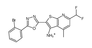 2-[5-(2-bromophenyl)-1,3,4-oxadiazol-2-yl]-6-(difluoromethyl)-4-methylthieno[2,3-b]pyridin-7-ium-3-amine Structure