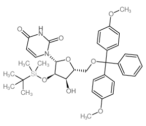 5'-o-(4,4'-二甲氧基三苯甲基)-2'-o-叔丁基二甲基硅基尿苷结构式