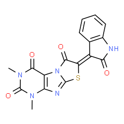 Thiazolo[2,3-f]purine-2,4,6(1H,3H,7H)-trione,7-(1,2-dihydro-2-oxo-3H-indol-3-ylidene)-1,3-dimethyl- Structure