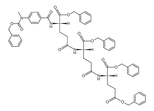 dibenzyl ((S)-5-(benzyloxy)-4-((S)-5-(benzyloxy)-4-(4-(((benzyloxy)carbonyl)(methyl)amino)benzamido)-5-oxopentanamido)-5-oxopentanoyl)-L-glutamate结构式