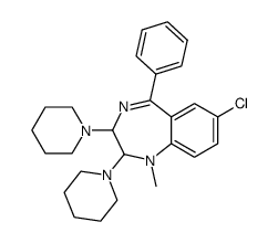 7-Chloro-1-methyl-5-phenyl-2,3-di-piperidin-1-yl-2,3-dihydro-1H-benzo[e][1,4]diazepine结构式
