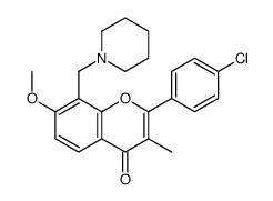 2-(4-chlorophenyl)-7-methoxy-3-methyl-8-(piperidin-1-ylmethyl)chromen-4-one Structure