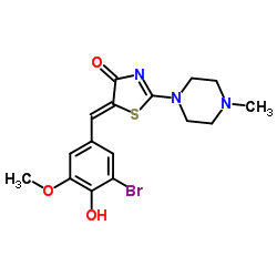 (5Z)-5-(3-Bromo-4-hydroxy-5-methoxybenzylidene)-2-(4-methyl-1-piperazinyl)-1,3-thiazol-4(5H)-one结构式