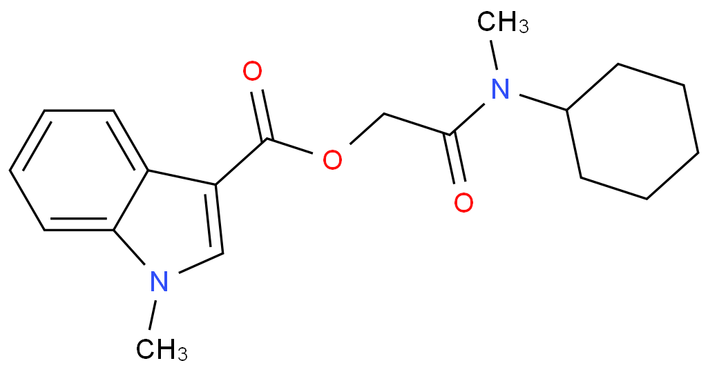 1-methyl-3-indolecarboxylic acid [2-[cyclohexyl(methyl)amino]-2-oxoethyl] ester Structure