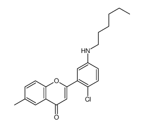 2-[2-chloro-5-(hexylamino)phenyl]-6-methylchromen-4-one Structure