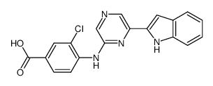 3-chloro-4-{[6-(1H-indol-2-yl)pyrazin-2-yl]amino}benzoic acid Structure