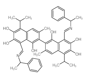 [2,2'-Binaphthalene]-1,1',6,6',7,7'-hexol,3,3'-dimethyl-5,5'-bis(1-methylethyl)-8,8'-bis[[(1-phenylethyl)imino]methyl]-结构式