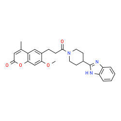 6-{3-[4-(1H-benzimidazol-2-yl)piperidin-1-yl]-3-oxopropyl}-7-methoxy-4-methyl-2H-chromen-2-one Structure