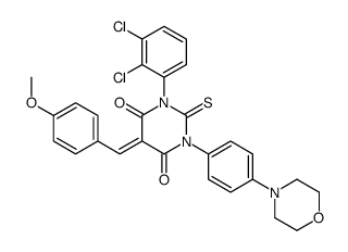 1-(2,3-Dichlorophenyl)-3-(4-(morpholino)phenyl)-5-(p-methoxybenzyliden e)thiobarbituric acid结构式