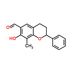 7-Hydroxy-8-methyl-2-phenyl-6-chromanecarbaldehyde结构式