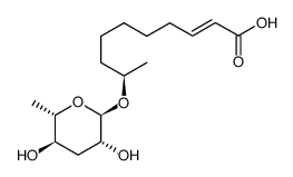 (R,E)-9-(((2R,3R,5R,6S)-3,5-dihydroxy-6-methyltetrahydro-2H-pyran-2-yl)oxy)dec-2-enoic acid结构式