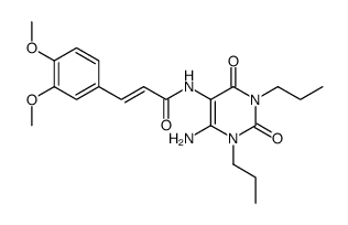 (E)-N-(6-amino-2,4-dioxo-1,3-dipropyl-1,2,3,4-tetrahydropyrimidin-5-yl)-3-(3,4-dimethoxyphenyl)acrylamide结构式