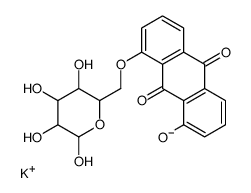 potassium,9,10-dioxo-8-[(3,4,5,6-tetrahydroxyoxan-2-yl)methoxy]anthracen-1-olate结构式