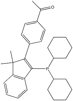 1-[4-[3-(dicyclohexylphosphino)-1,1-dimethyl-1H-inden-2-yl]phenyl]Ethanone结构式