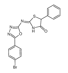 2-((5-(4-bromophenyl)-1,3,4-oxadiazol-2-yl)imino)-5-phenylthiazolidin-4-one Structure