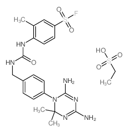 4-[[4-(4,6-diamino-2,2-dimethyl-1,3,5-triazin-1-yl)phenyl]methylcarbamoylamino]-3-methyl-benzenesulfonyl fluoride; ethanesulfonic acid Structure