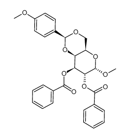 Methyl-4,6-di-O-(4-methoxybenzylidene)-2,3-di-O-benzoyl-α-D-glucopyranoside结构式