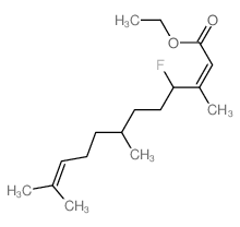 2,10-Dodecadienoicacid, 4-fluoro-3,7,11-trimethyl-, ethyl ester structure