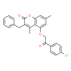 3-benzyl-5-[2-(4-chlorophenyl)-2-oxoethoxy]-4,7-dimethylchromen-2-one structure