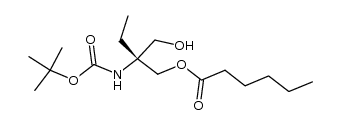 (2R)-tert-butoxycarbonylamino-3-n-hexanoyloxy-2-ethyl-1-propanol结构式