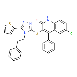 6-chloro-4-phenyl-3-{[4-(2-phenylethyl)-5-(2-thienyl)-4H-1,2,4-triazol-3-yl]sulfanyl}-2(1H)-quinolinone picture