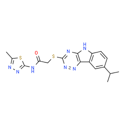 Acetamide, 2-[[8-(1-methylethyl)-2H-1,2,4-triazino[5,6-b]indol-3-yl]thio]-N-(5-methyl-1,3,4-thiadiazol-2-yl)- (9CI)结构式