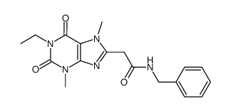 N-benzyl-2-(1-ethyl-3,7-dimethyl-2,6-dioxo-2,3,6,7-tetrahydro-1H-purin-8-yl)-acetamide结构式