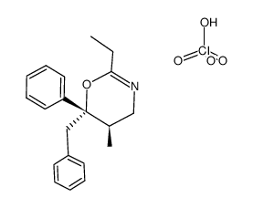 6t-benzyl-2-ethyl-5r-methyl-6c-phenyl-5,6-dihydro-4H-[1,3]oxazine, perchlorate结构式