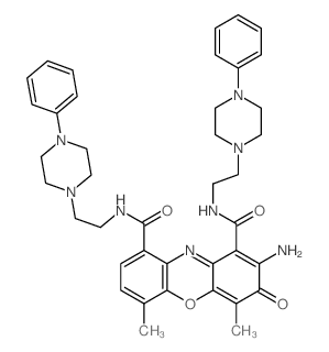 2-amino-4,6-dimethyl-3-oxo-N,N-bis[2-(4-phenylpiperazin-1-yl)ethyl]phenoxazine-1,9-dicarboxamide结构式