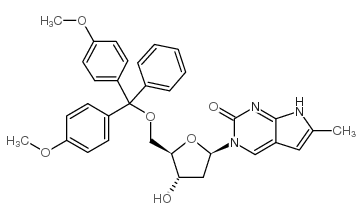 3-(BETA-D-2-DEOXYFURANOSYL)-6-METHYL-5'-DIMETHOXYTRITYL-PYRROLO-[2,3-D]-PYRIMIDIN-2-ONE Structure