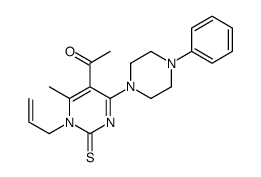 1-[6-methyl-4-(4-phenylpiperazin-1-yl)-1-prop-2-enyl-2-sulfanylidenepyrimidin-5-yl]ethanone Structure