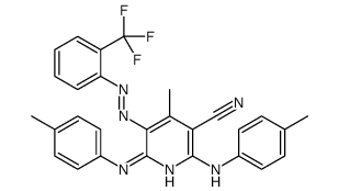 4-methyl-2,6-bis(4-methylanilino)-5-[[2-(trifluoromethyl)phenyl]diazenyl]pyridine-3-carbonitrile结构式