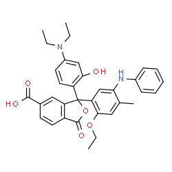 3-[4-(Diethylamino)-2-hydroxyphenyl]-3-[2-ethoxy-4-methyl-5-(phenylamino)phenyl]-1,3-dihydro-1-oxo-5-isobenzofurancarboxylic acid structure