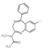 N-(9-chloro-6-phenyl-2,5-diazabicyclo[5.4.0]undeca-2,5,8,10,12-pentaen-3-yl)-N-methyl-acetamide结构式