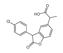 2-[3-(4-chlorophenyl)-2-oxo-3H-1-benzofuran-5-yl]propanoic acid Structure