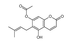 5-hydroxy-6-(3'-methylbut-2'-enyl)-7-acetoxycoumarin Structure