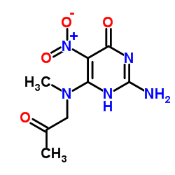 2-Amino-6-[methyl(2-oxopropyl)amino]-5-nitro-4(1H)-pyrimidinone结构式