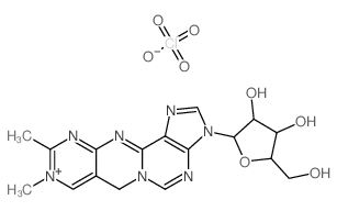 9,10-dimethyl-3-ribosyl-3,7-dihydropyrimido<4',5':4,5>pyrimido<2,1-i>purinium perchlorate Structure