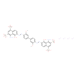 tetralithium 6,6'-[(3,3'-dimethoxy[1,1'-biphenyl]-4,4'-diyl)bis(azo)]bis[4-amino-5-hydroxynaphthalene-1,3-disulphonate] structure