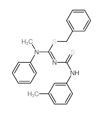 1-[benzylsulfanyl-(methyl-phenyl-amino)methylidene]-3-(3-methylphenyl)thiourea structure