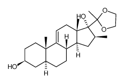16β-methyl-3β,17α-dihydroxy-20,20-ethylenedioxy-5α-pregn-9(11)-ene结构式