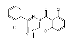 2,6-Dichloro-benzoic acid N'-[1-(2-chloro-phenyl)-1-cyano-meth-(Z)-ylidene]-N-methylsulfanylmethyl-hydrazide Structure