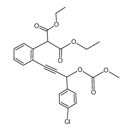 3-(2-(di(ethoxycarbonyl)methyl)phenyl)-1-(4-chlorophenyl)prop-2-ynyl methyl carbonate Structure