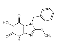 1H-Purine-2,6-dione,3,7-dihydro-1-hydroxy-8-(methylthio)-7-(phenylmethyl)-结构式