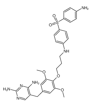 2,4-diamino-5-<4-<3-(4''-aminophenyl-4'-sulphonylphenylamino)propoxy>-3,5-dimethoxybenzyl>pyrimidine结构式